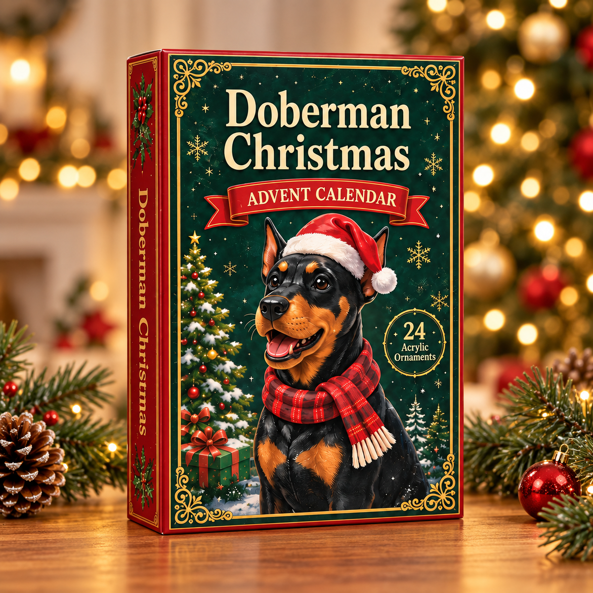 Doberman Christmas Advent Calendar 2026 - 24-Day Festive Countdown, Acrylic Charms Blind Box - Gift For Doberman Lovers