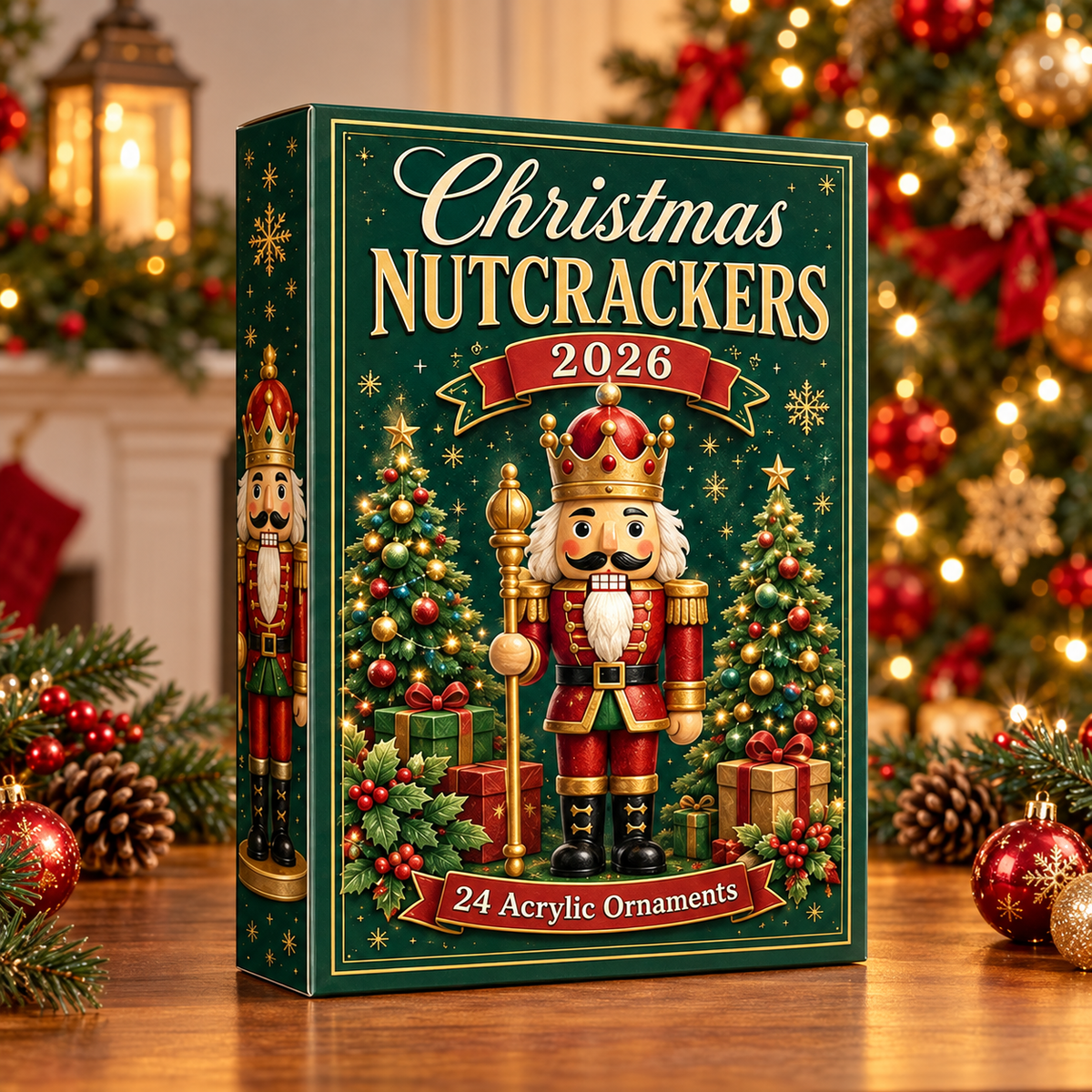 Christmas Nutcrackers Green Advent Calendar 2026 - 24-Day Festive Countdown, Acrylic Charms Blind Box - Gift For Family & Friends