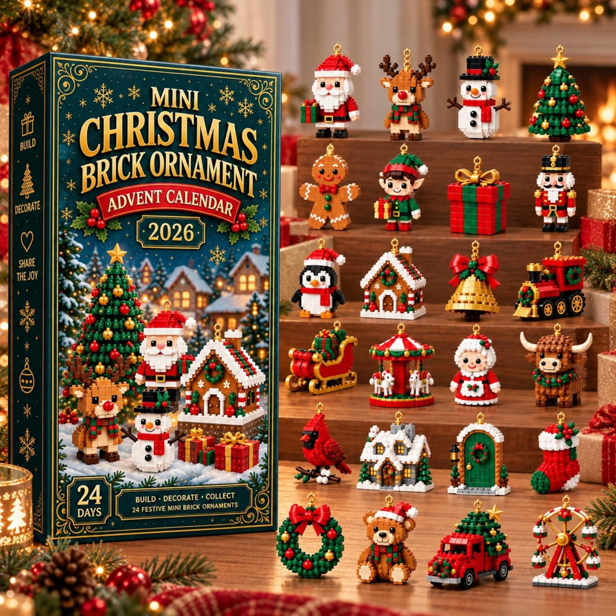 Christmas Advent Calendar, 24-Day Christmas Countdown Calendar, Christmas Tree Hanging Ornaments, Surprise Blind Box for Kids