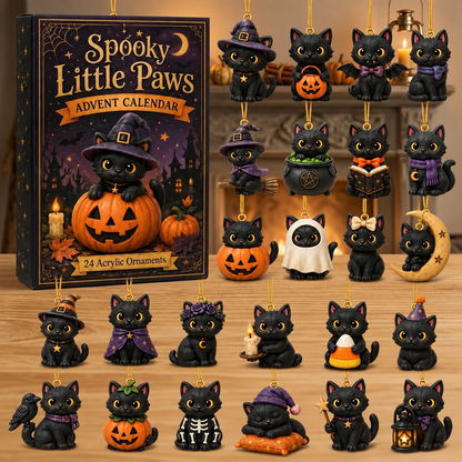 Black Cat Halloween Advent Calendar 2026, 24 Day Spooky Countdown Box, Gift For Black Cat Mom