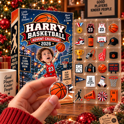 Personalized Basketball Advent Calendar, Custom Photo & Name, Christmas Gift for Basketball Player