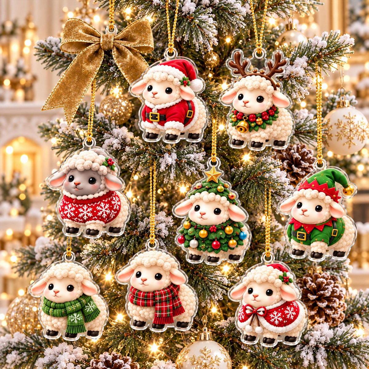 Custom Name Sheep Advent Calendar, Personalized Christmas Countdown with 24 Acrylic Ornaments, Gift for Kids & Family