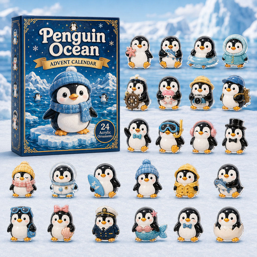 Penguin Ocean Advent Calendar 2026 - 24-Day Festive Countdown, Acrylic Charms Blind Box - Gift For Ocean Lovers
