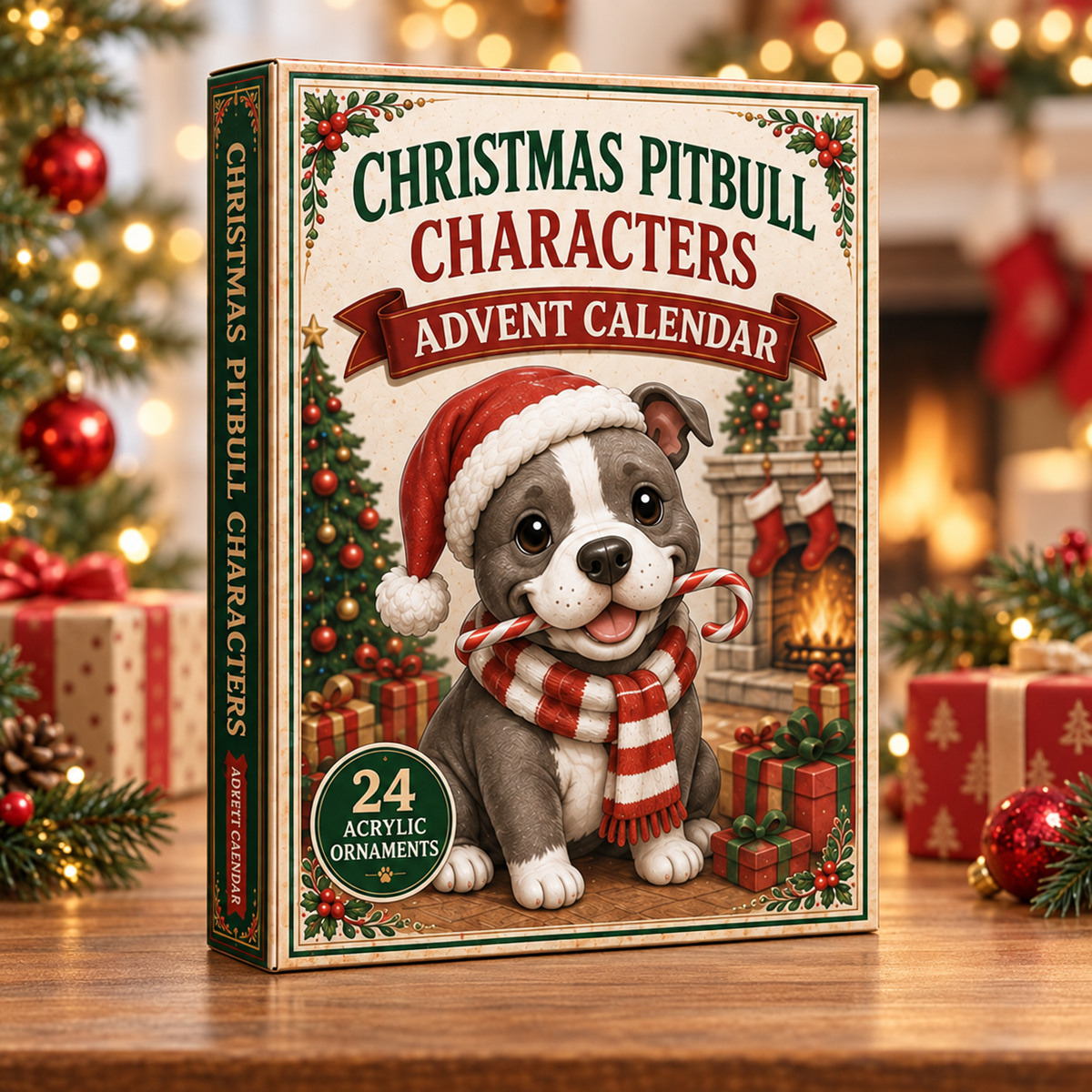 Christmas Pitbull Characters Advent Calendar 2026 - 24-Day Festive Countdown, Acrylic Charms Blind Box - Gift For Pitbull Lovers