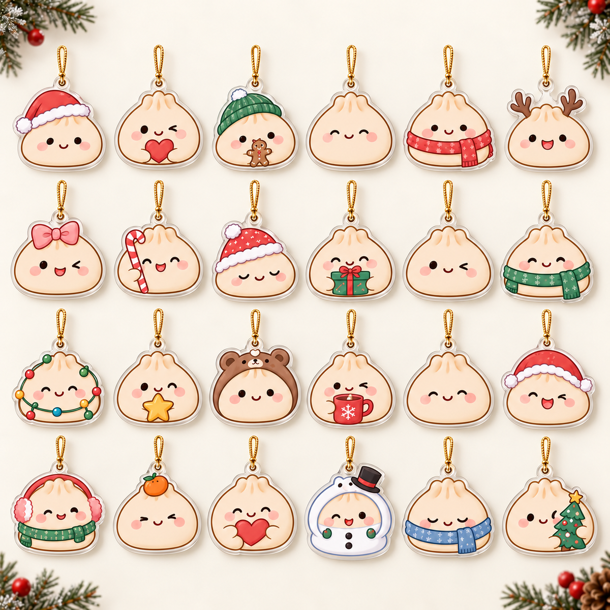 Squishy Dumpling Advent Calendar 2026 – 24-Day Cute Flat Acrylic Ornament Countdown Box, Kawaii Christmas Gift for Dumpling Lovers