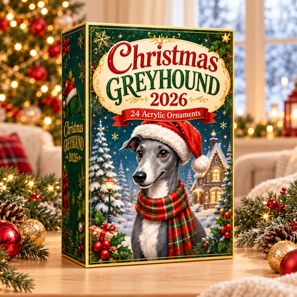 Christmas Greyhound Advent Calendar 2026 - 24-Day Festive Countdown, Acrylic Charms Blind Box - Gift For Greyhound Lovers