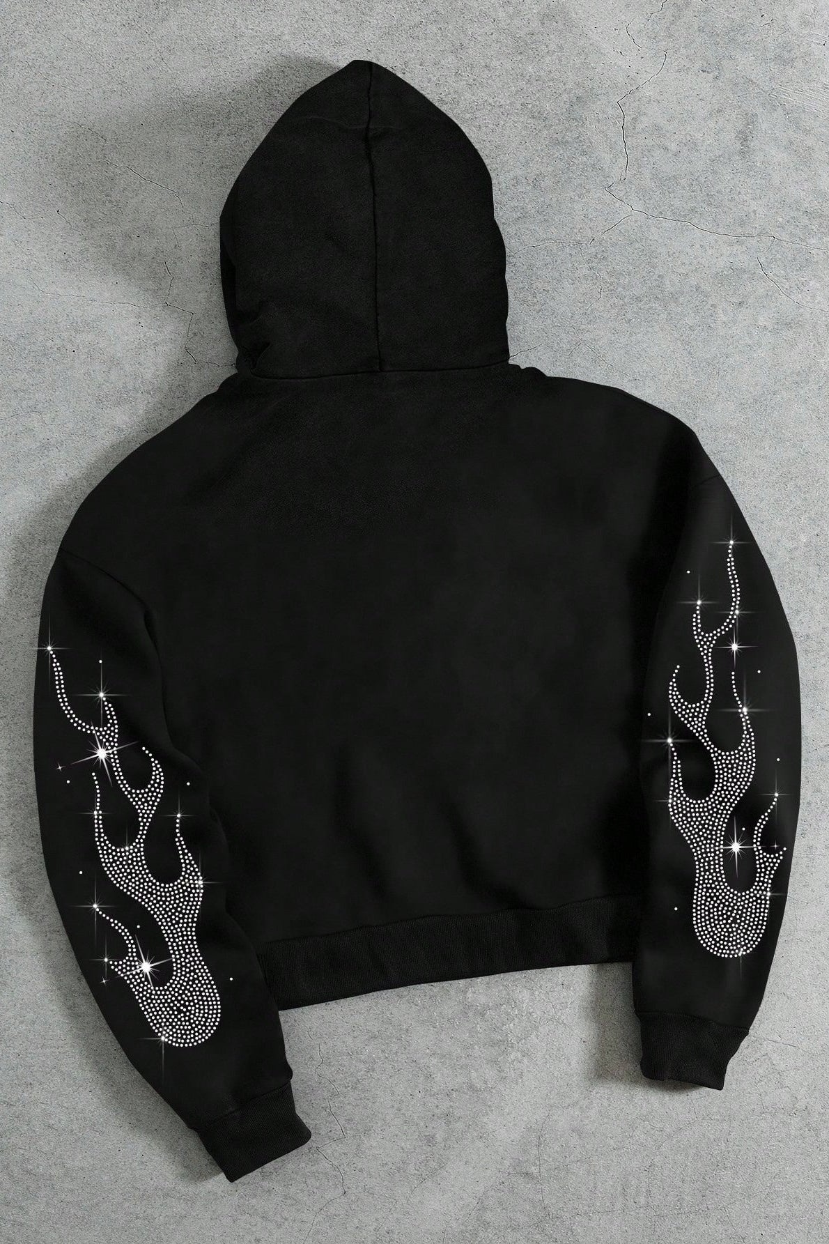Rhinestone Letter Zip Hoodie