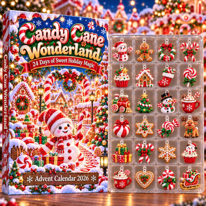 Candy Cane Wonderland Advent Calendar 2026, 24 Piece Candy Cane Ornament Set, Blind Box Advent Calendar, Christmas Countdown Gift