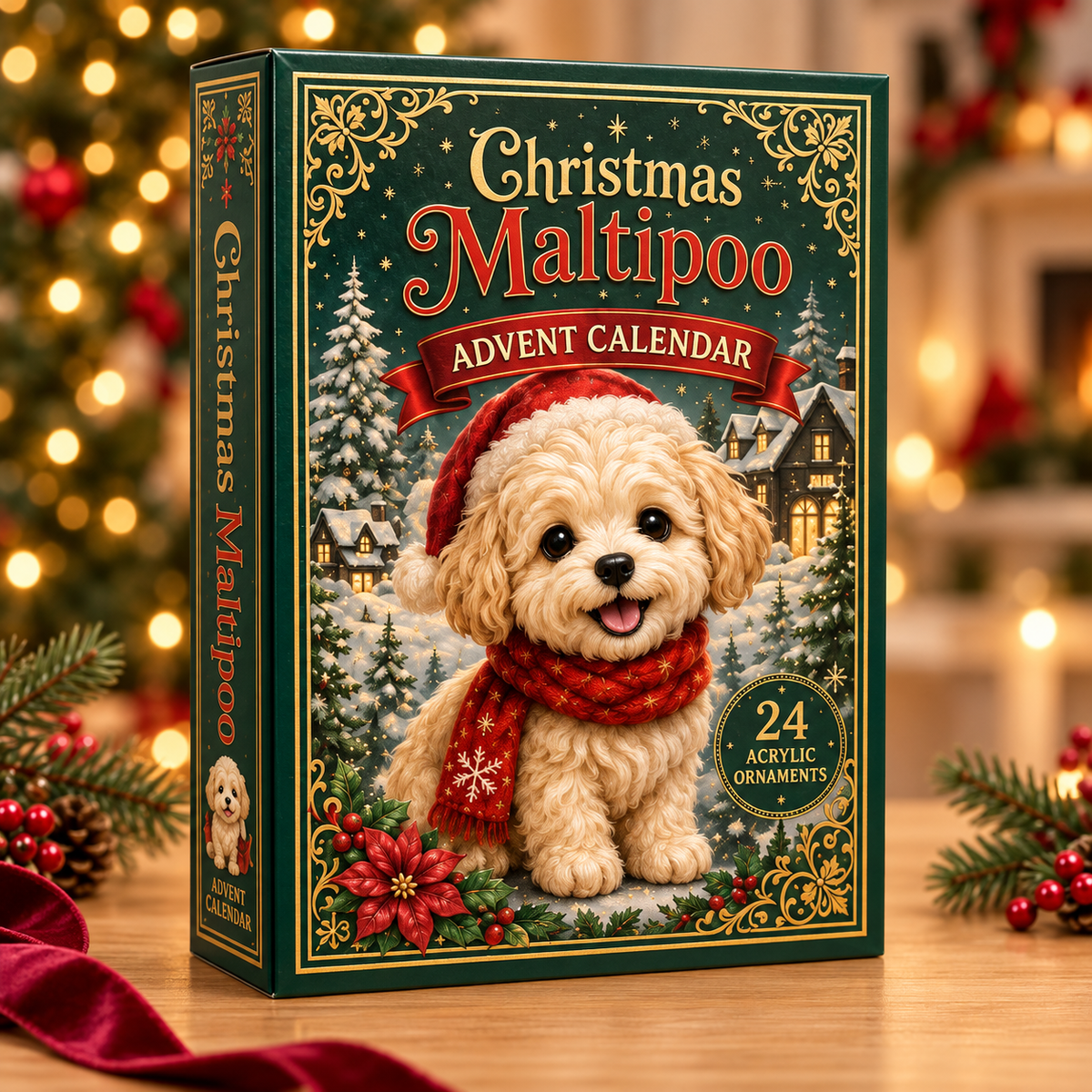 Christmas Maltipoo Advent Calendar 2026 - 24-Day Festive Countdown, Acrylic Charms Blind Box - Gift For Maltipoo Lovers