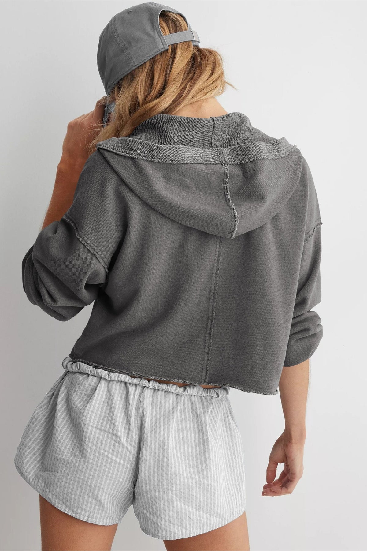 Relaxed V Neck Collared Pullover Sweatshirt
