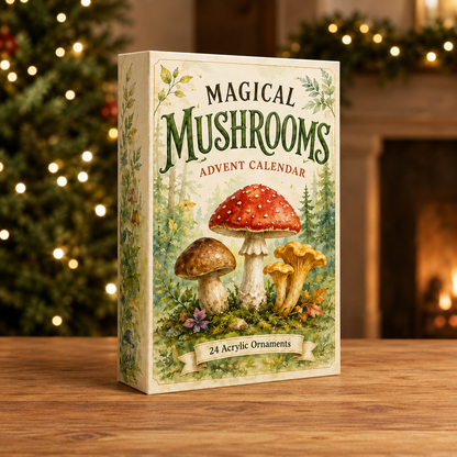 Magical Mushrooms Advent Calendar 2026 - 24-Day Festive Countdown, Acrylic Charms Blind Box - Gift For Mushroom & Nature Lovers