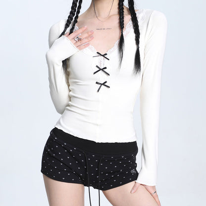 Coquette Aesthetic V-Neck Top