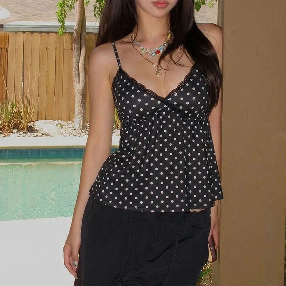 Coquette Girl Polka Dot Tank Top
