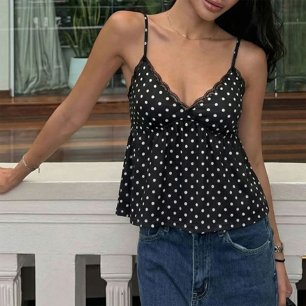 Coquette Girl Polka Dot Tank Top