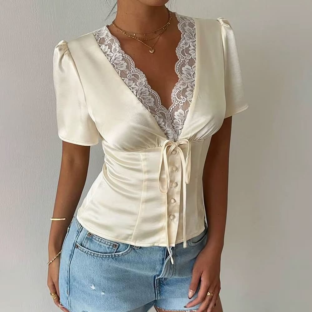 Coquette Girl Satin Lace Blouse