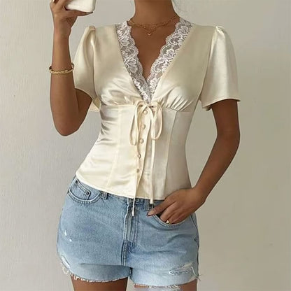 Coquette Girl Satin Lace Blouse