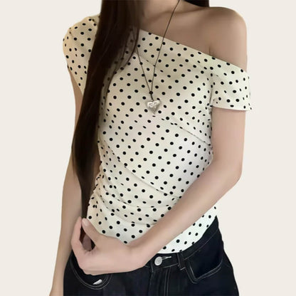 Coquette Polka Dot Off Shoulder Top