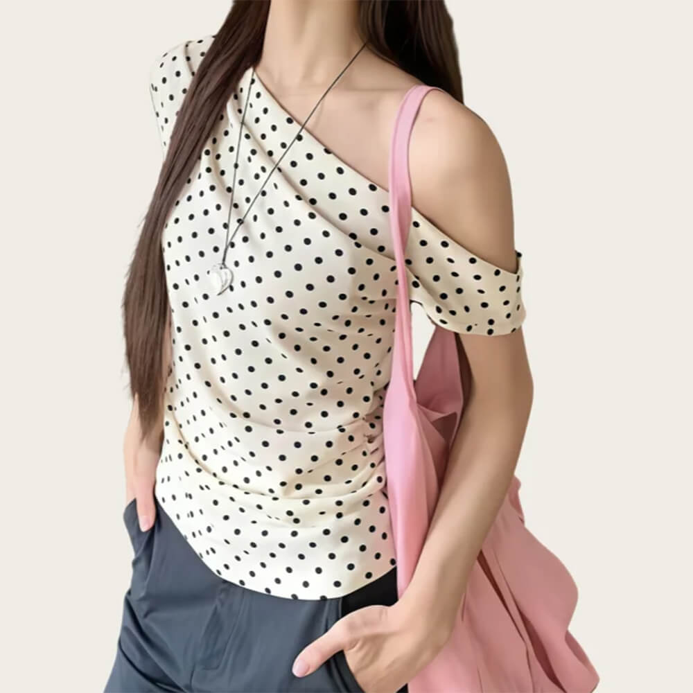 Coquette Polka Dot Off Shoulder Top