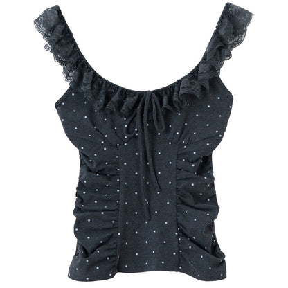 Coquette Polka Dot Ruched Top