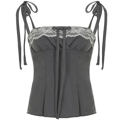 Coquette Ruched Bow Tie Top