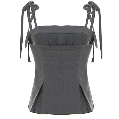 Coquette Ruched Bow Tie Top