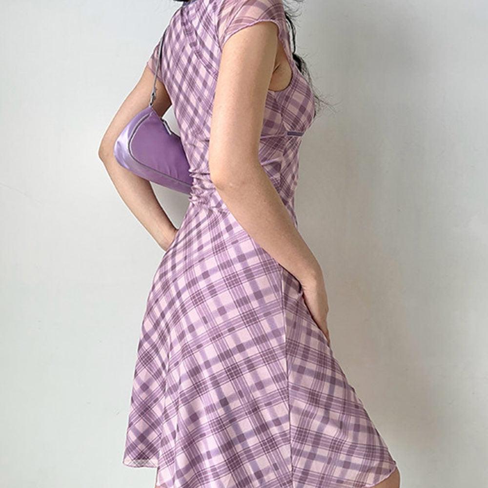 Cottage Summer Plaid Mini Dress