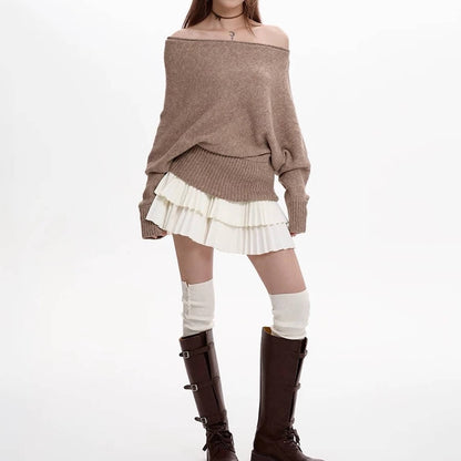 Cozy Days Off-Shoulder Loose Sweater