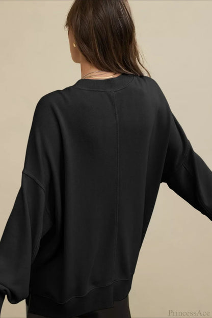 Crew Neck Solid Minimalist Relaxed Sweatshirt
