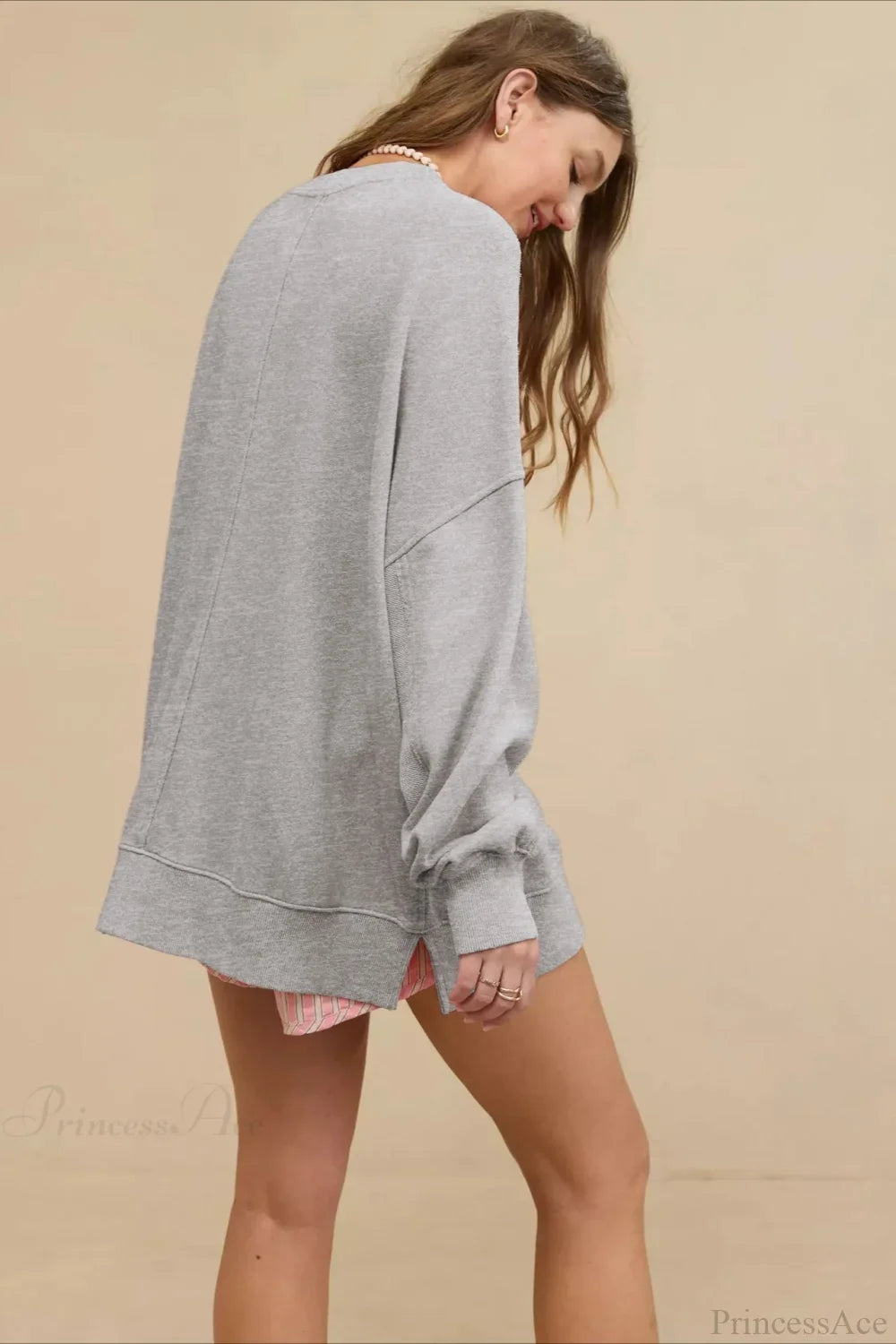Crew Neck Solid Minimalist Relaxed Sweatshirt