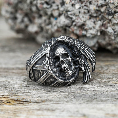 Crow Stainless Steel Skull Ring