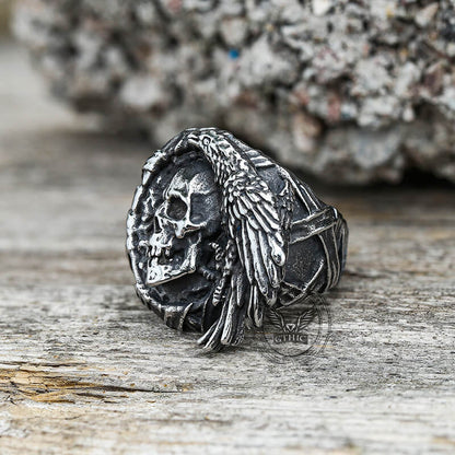 Crow Stainless Steel Skull Ring