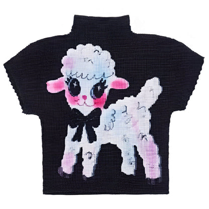 Cute Lamb Print Y2K Baby Tee