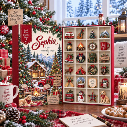 Personalized Christmas Camping Advent Calendar, 24 Day Ornament Set, Cozy Cabin Holiday Decor, Custom Name Gift 2026, Countdown Keepsake Set