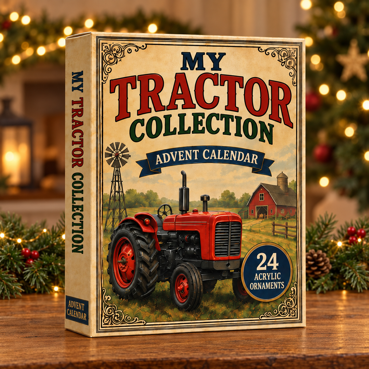 Tractor Collection Advent Calendar 2026 - 24-Day Festive Countdown, Acrylic Charms Blind Box - Gift For Farmer