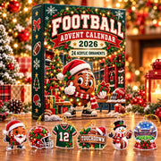 Personalized Football Advent Calendar 2026, 24 Acrylic Christmas Ornaments, Football Fan Gift Addie Alm