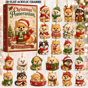 Christmas Pomeranian Advent Calendar 2026 - 24-Day Festive Countdown, Acrylic Charms Blind Box - Gift For Pomeranian Lovers