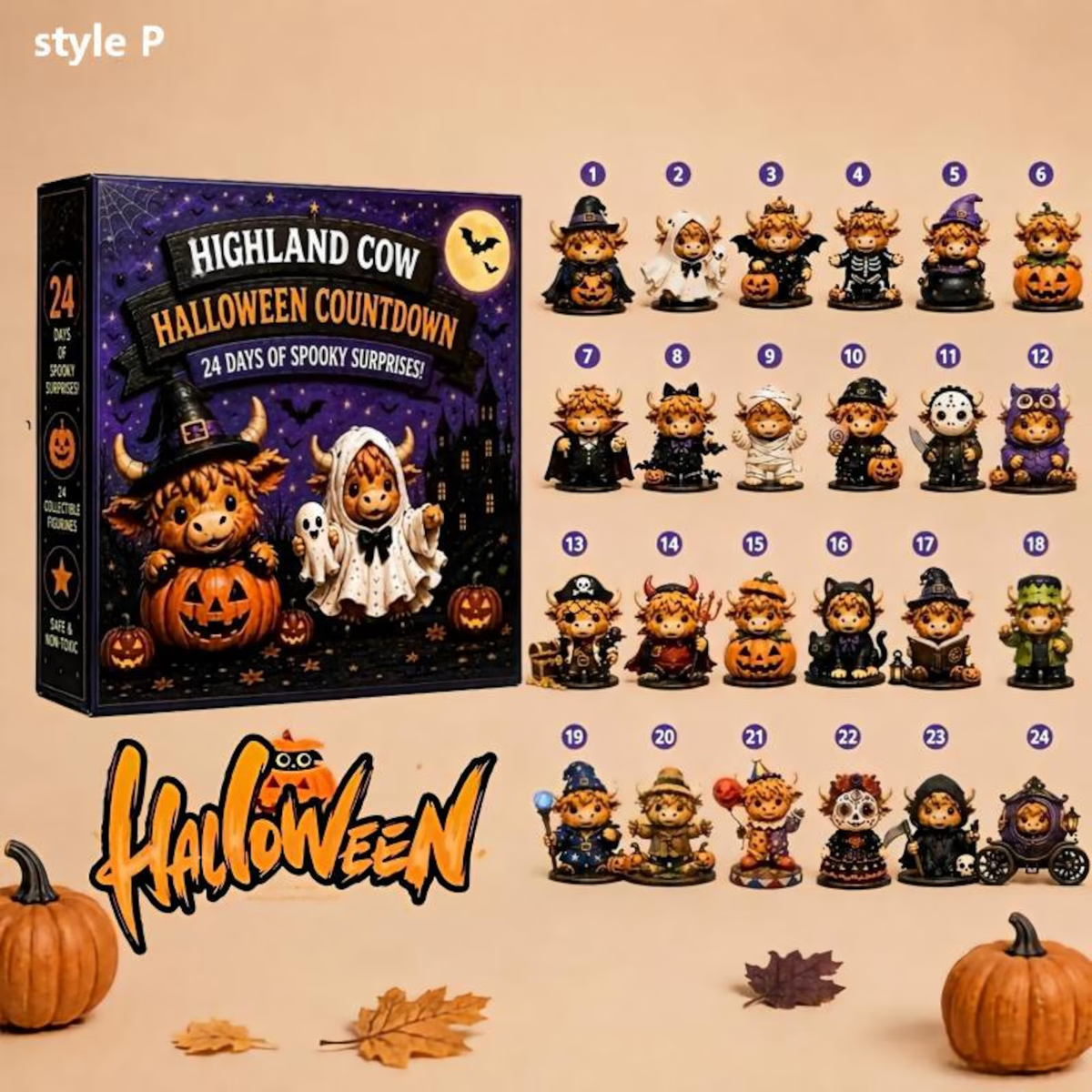 Halloween Advent Calendar 2026, 24 Day Ghost Blind Box, Spooky Cute Countdown Gift, Mini Collectible Hanging Ornaments, Multiple Box Styles