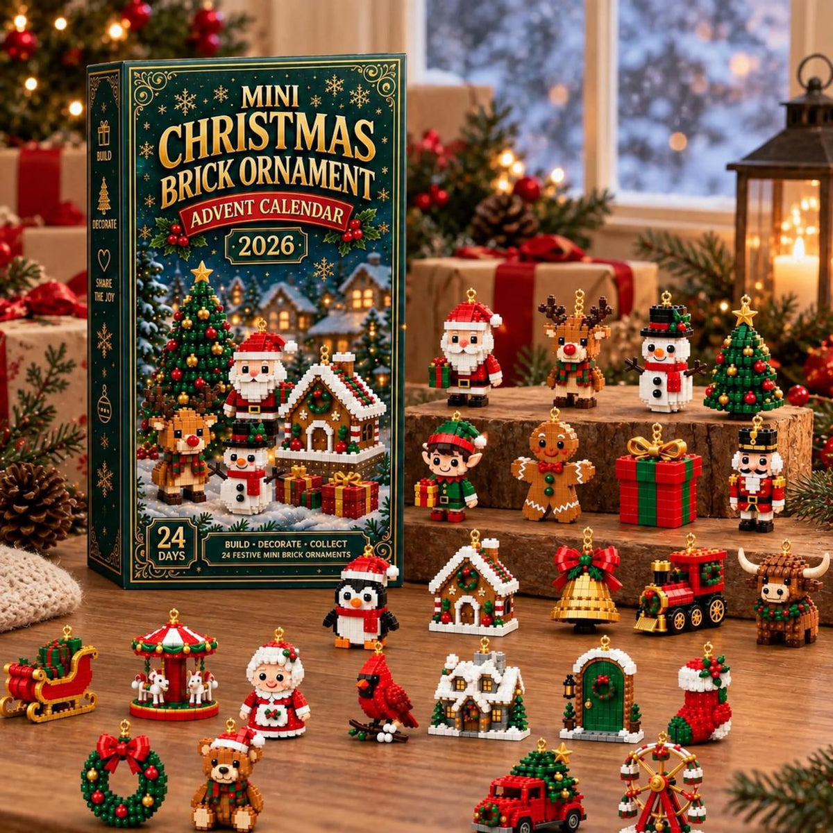 Christmas Advent Calendar, 24-Day Christmas Countdown Calendar, Christmas Tree Hanging Ornaments, Surprise Blind Box for Kids