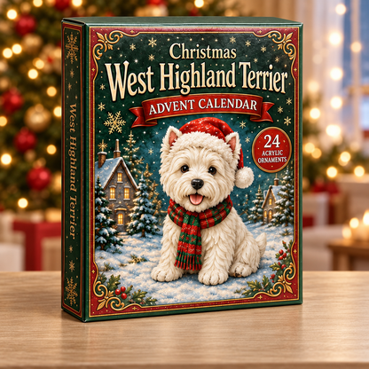 Christmas West Highland Terrier Advent Calendar 2026 - 24-Day Festive Countdown, Acrylic Charms Blind Box - Gift For West Highland Terrier Lovers
