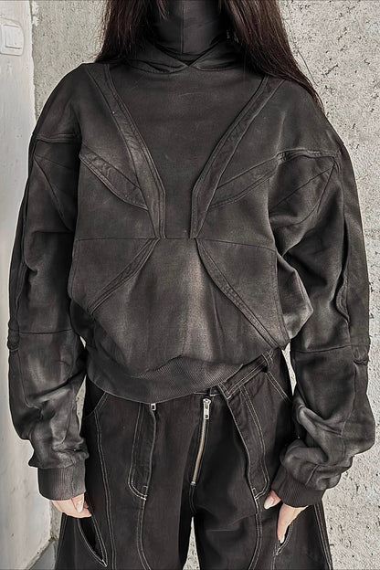 Washed Panel Pullover Hoodie