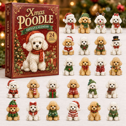 Xmas Poodle Advent Calendar 2026 - 24-Day Festive Countdown, Acrylic Charms Blind Box - Gift For Poodle Lovers