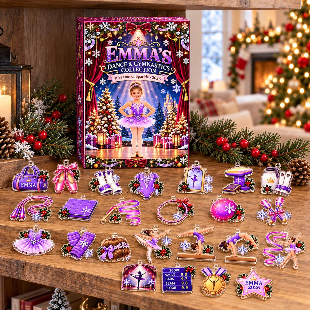 Personalized Dance and Gymnastics Advent Calendar 2026, Ballet Christmas Countdown, Gymnastics Ornaments, Holiday Gift for Girls and Dancers