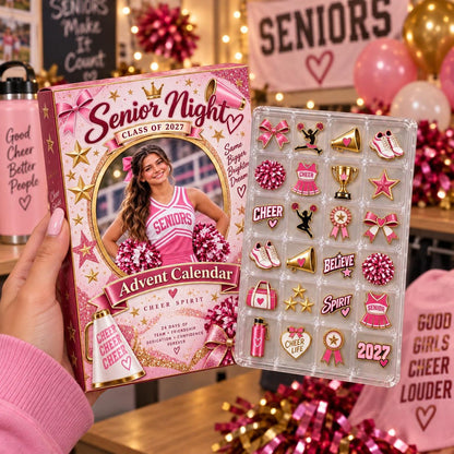 Personalized Cheerleading Advent Calendar: Custom Senior Night Photo Blind Box, Enamel Pin Gift
