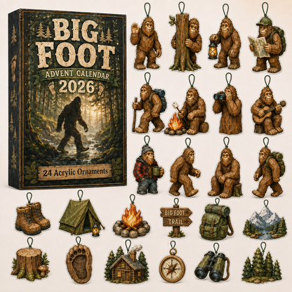Camping Big Foot Advent Calendar 2026 - 24-Day Festive Countdown, Acrylic Charms Blind Box - Gift For Campers, Family & Friends