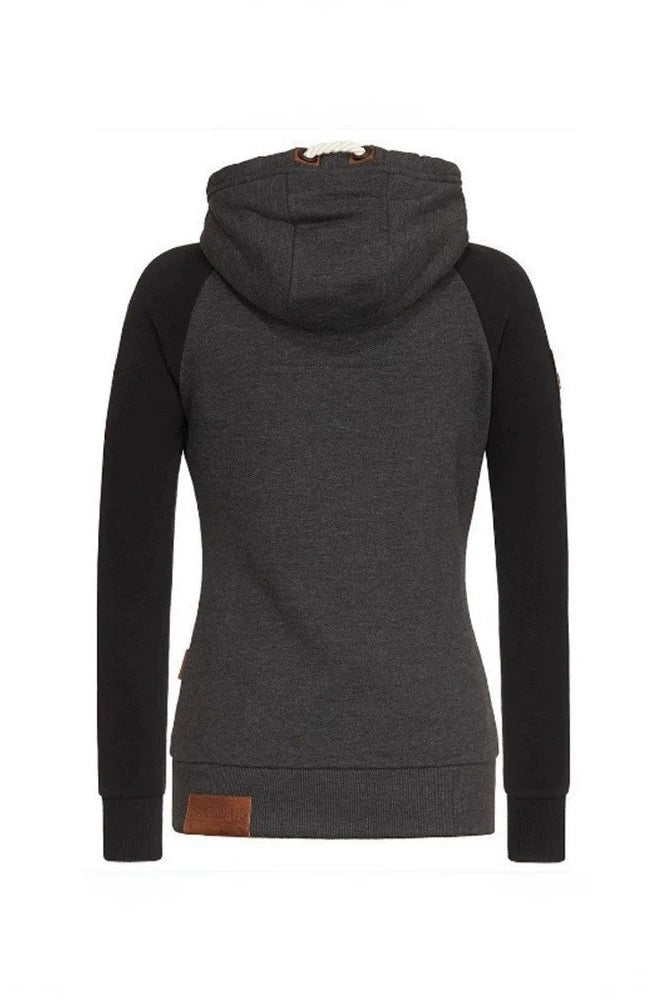 Leather Patch Zip Hoodie