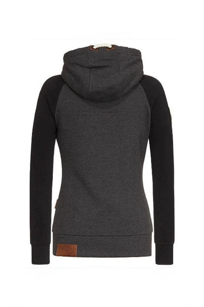 Leather Patch Zip Hoodie