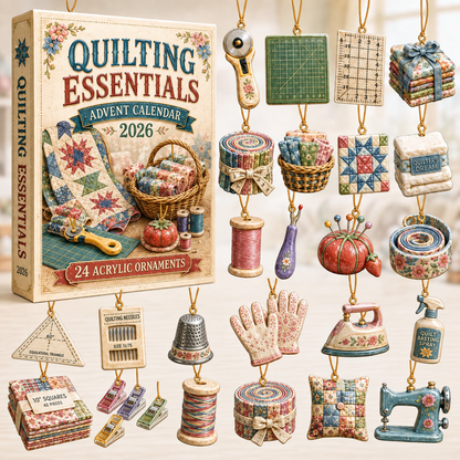 Quilting Essentials Advent Calendar 2026 - 24-Day Festive Countdown, Acrylic Charms Blind Box - Gift For Quilting Lovers