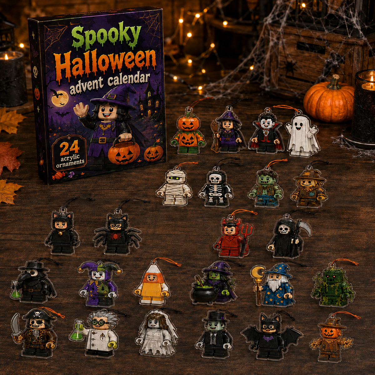 Spooky Halloween Advent Calendar 2026 - 24 Day Spirits Countdown, Acrylic Charms Blind Box, Gift For Horror Fans