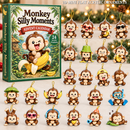 Monkey Silly Moments Advent Calendar 2026 - 24-Day Festive Countdown, Acrylic Charms Blind Box - Gift For Monkey Lovers