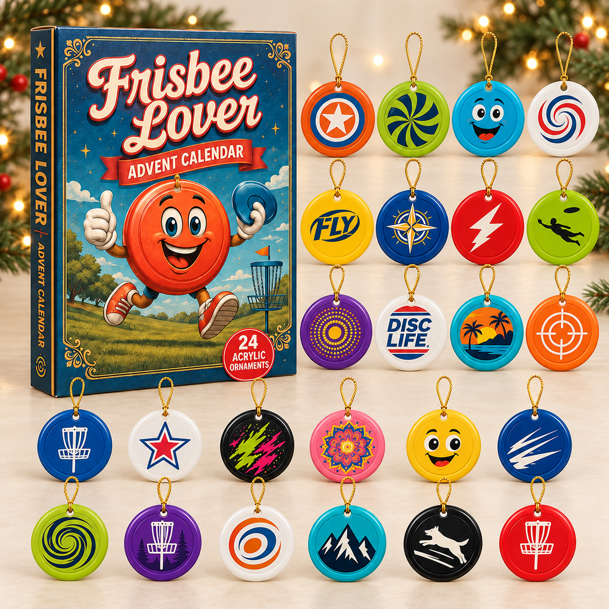 Frisbee Lover Advent Calendar 2026 - 24-Day Festive Countdown, Acrylic Charms Blind Box - Gift For Frisbee Lovers